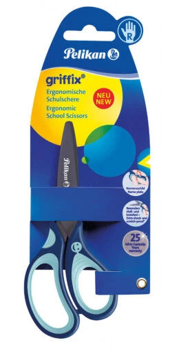 Pelikan Griffix® – Ergonomische Schere Mit Abgerundeten Klingen Für Rechsthänder, Blau, Blister