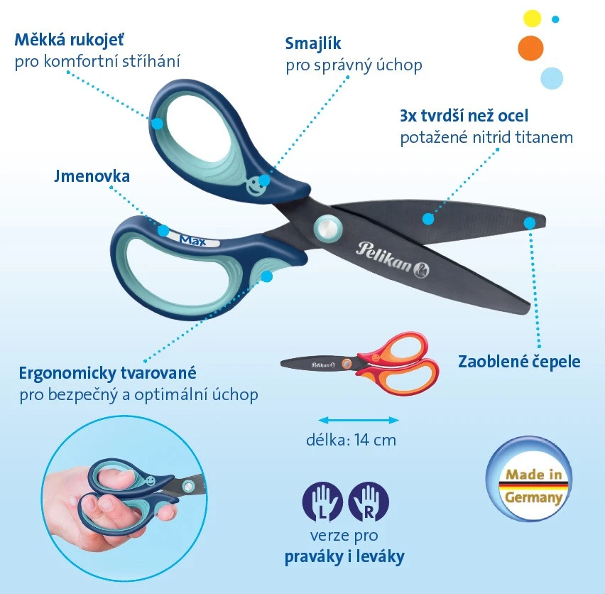 Pelikan Griffix® – Ergonomische Schere Mit Abgerundeten Klingen Für Linkshänder, Blau 2 Pelikan Griffix® – Ergonomische Schere Mit Abgerundeten Klingen Für Linkshänder, Blau – Bild 2