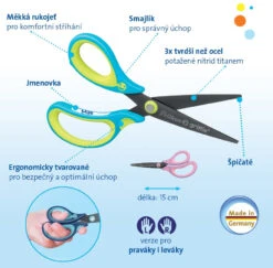 Pelikan Griffix® – Ergonomische Schere Mit Spitzen Klingen Für Linkshänder, Blau, Blister -Schulbedarf 35881