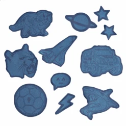 Step By Step Aufkleber-Set, Reflektierend Und Wasserfest, Selbstklebende Textilsticker, Blau