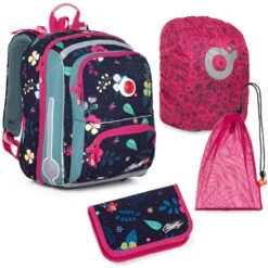 Großes Schulset Topgal BEBE 21001 G - Schultasche + Federmäppchen + Schuhbeutel + Regenhülle