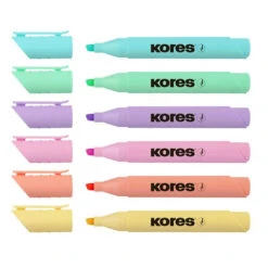 Kores High Liner Pastell-Textmarker - 6 Farben -Schulbedarf 58925