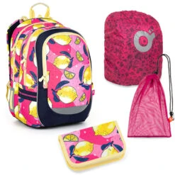 Schulset Topgal CODA 22010 G - Schulrucksack + Federmäppchen + Schuhbeutel + Regenhülle