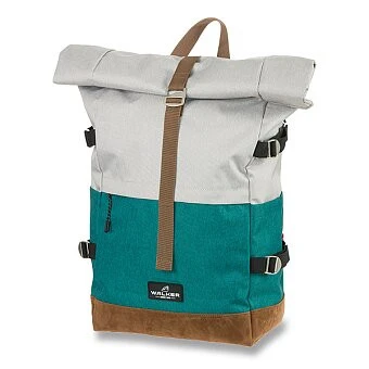 Rucksack WALKER Roll-up Two, Light Grey / Emerald 1 Rucksack WALKER Roll-up Two, Light Grey / Emerald