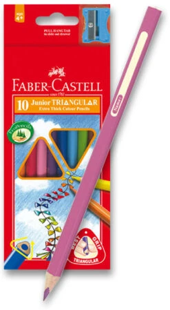 Faber-Castell Faber-Castel Junior Dreiecksstifte - 10 Farben + Spitzer
