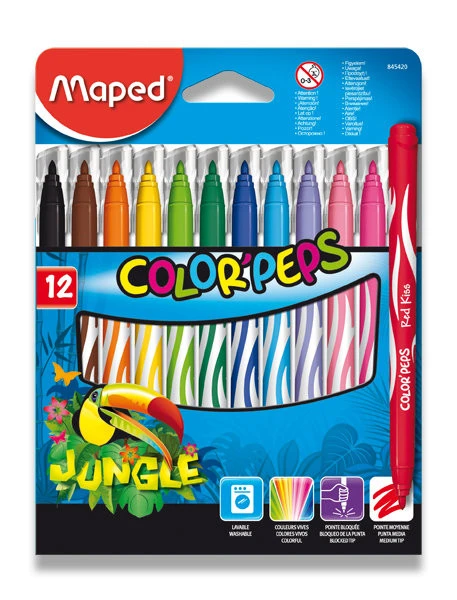 Kinderfilzstifte Maped Color´Peps Jungle - 12 Farben 1 Kinderfilzstifte Maped Color´Peps Jungle - 12 Farben